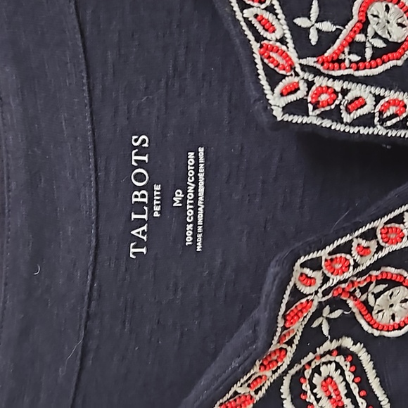 Talbots Petite Navy Paisley Tee - Picture 3 of 5